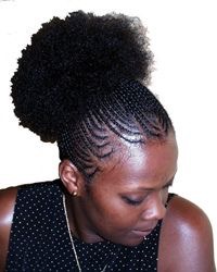 cornrows with high puff