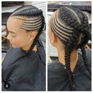 criss cross feed in cornrows braided sides
