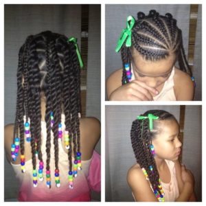 Cornrows With Twists And Beads