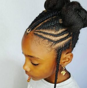 Double Buns With Cornrows