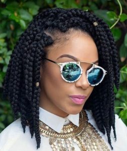 Bob Braids With Side Part And Gold Beads