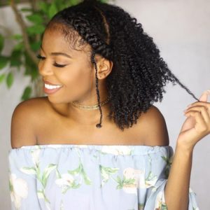 natural hairstyles for medium length hair curls with chunky cornrow
