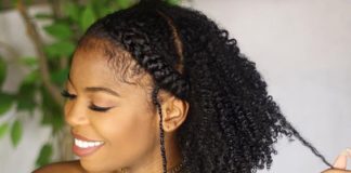 natural hairstyles for medium length hair curls with chunky cornrow