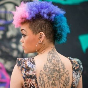 rainbow frohawk with shaved sides