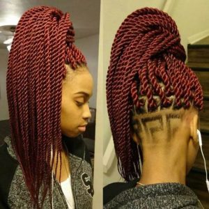 red rope twists with shaved design