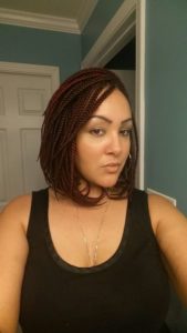 Short Box Braids With Red Streaks