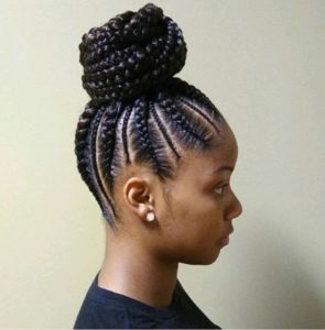 Large And Small Feed In Braids High Bun