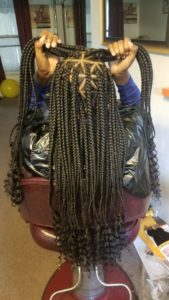 Triangle Box Braids With Curly Ends