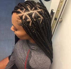 Triangle Box Braids With SIde Part