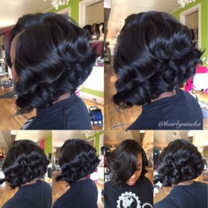 curly quick weave bob