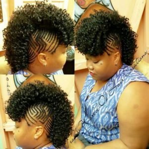 Braided Mohawk With Curly Weave