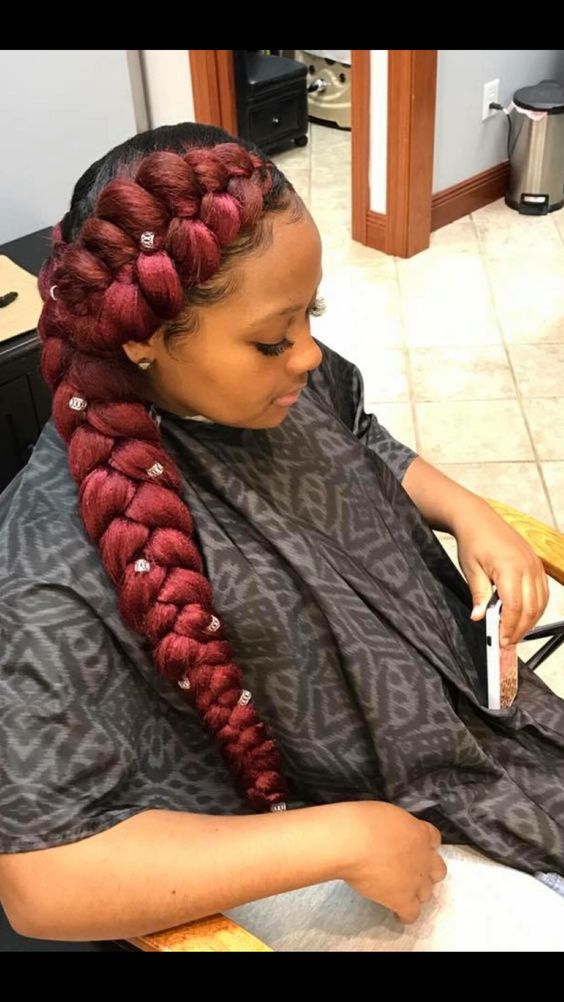 Chunky Red Butterfly Braids