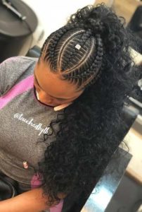 Cornrows With Curly High Ponytail
