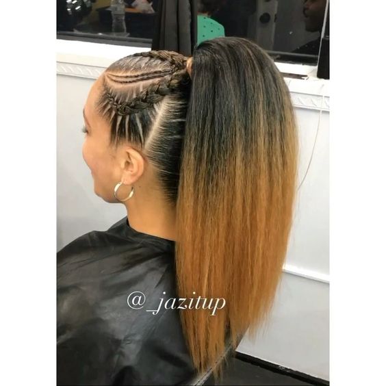 Ombre Ponytail With Cornrows