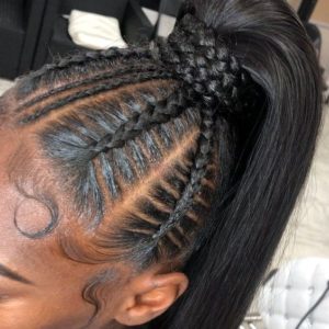 Straight Ponytail With Cornrows