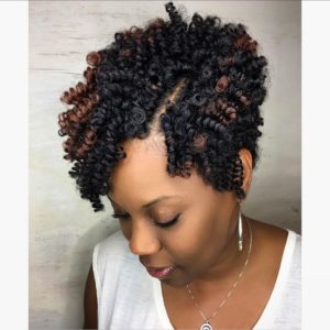Black Crochet Curls With a Touch of Brown