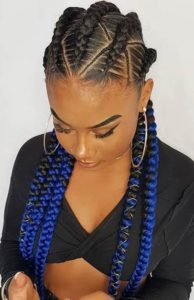 Black and Blue Feed In Braids