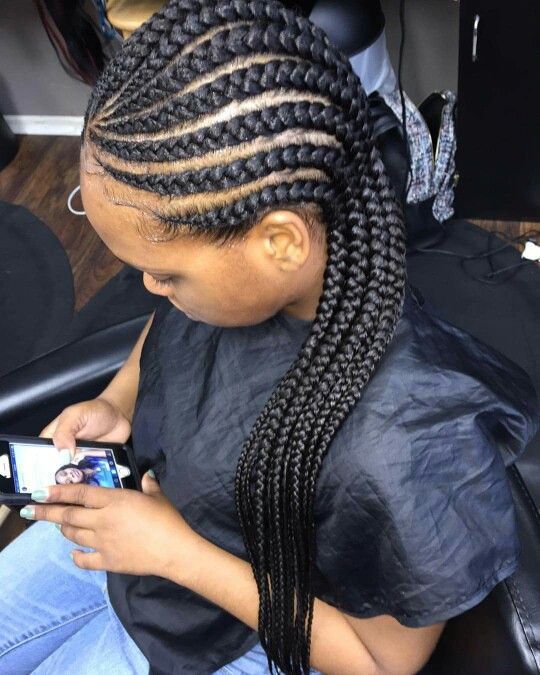 Curved Straight Back Cornrows