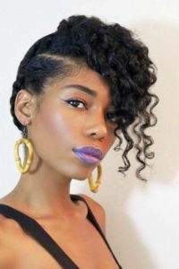 Flat Twists With Curly Side Bangs