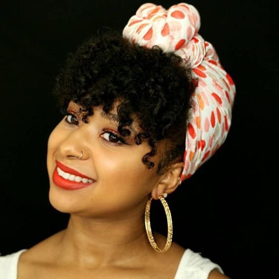Head Wrap With Curly Bangs