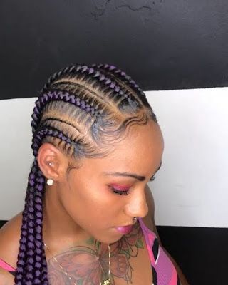 Straight Back Stitch Braids With a Hint of Purple