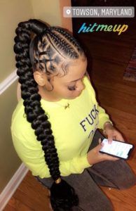 Braided High Ponytail With Cornrows