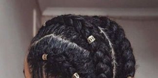 Chunky Cornrows with Curly Buns