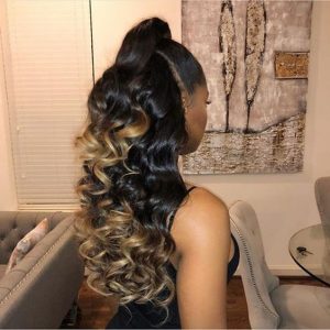 Half Up Half Down Ombre High Ponytail
