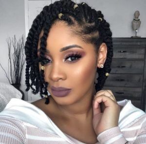 Short Braids With Gold Beads