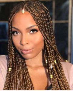 Box Braids With Gold Beads and Cowrie Shells