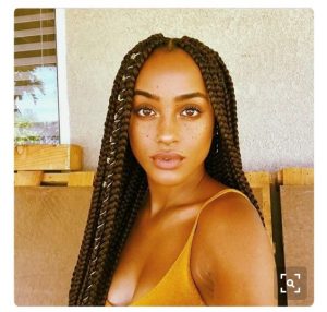 Brown Box Braids With Colored Cord