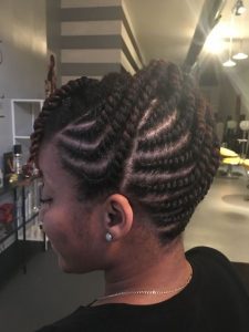 Flat Twist Updo With Bangs