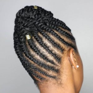 Flat Twist Updo With Gold Beads