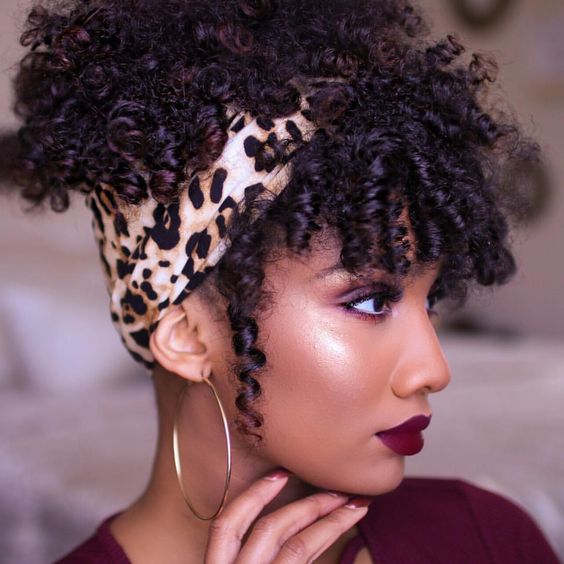 Leopard Print Head Wrap with Curls