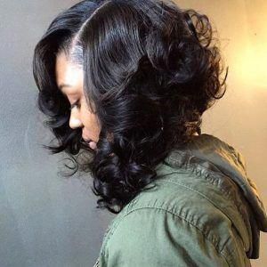 Side Part Sew-In Bob With Curled Ends