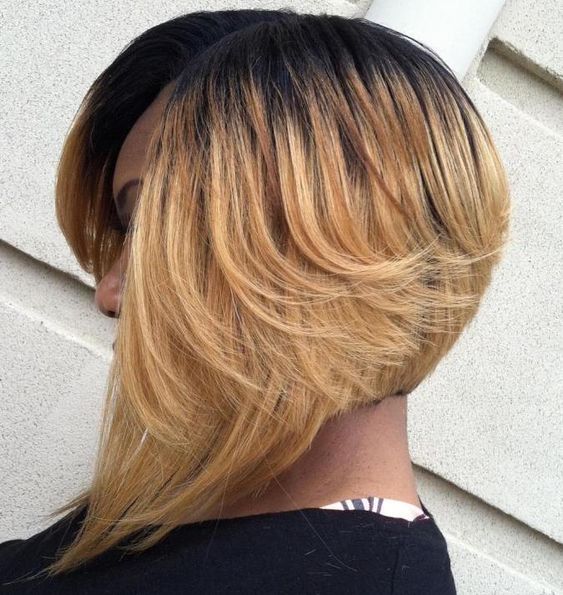 Stacked Blonde Ombre Sew-In Bob