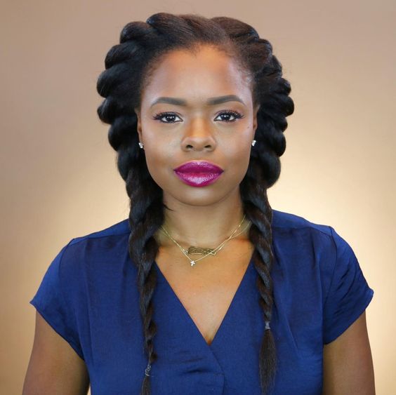 blownout hair with french twists