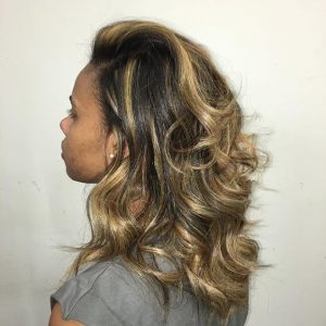 half sew in with blond highlights