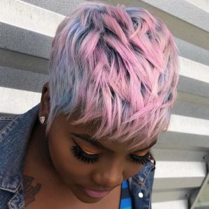 pastel blue and pink 27 piece wig