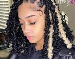 black butterfly locs with platinum streaks
