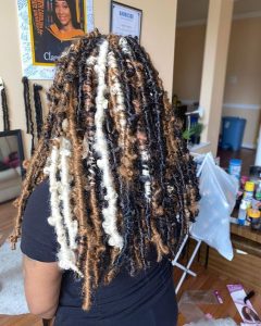 blonde brown and white butterfly locs