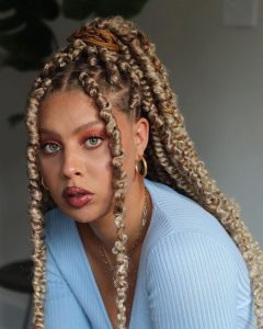 blonde high ponytail butterfly locs