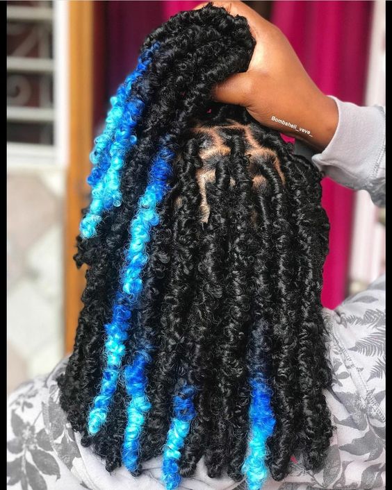 blue ombre butterfly locs