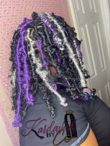 purple grey and black butterfly locs
