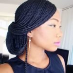 Side Swept Low Box Braids