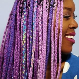 purple pink yarn braids
