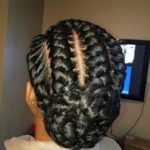 chunky cornrow low bun
