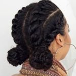 chunky cornrows with double buns