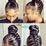 sleek top knot with single cornrow