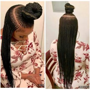 micro cornrows with top knot